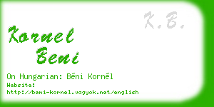 kornel beni business card